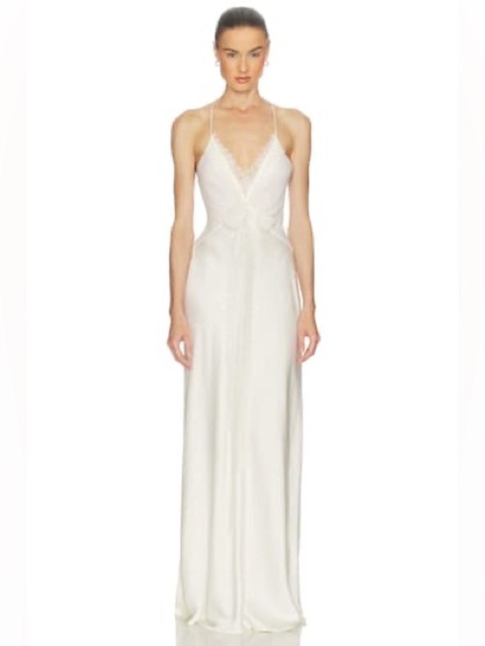 Helsa 
Mix Media Slip Dress in Ivory